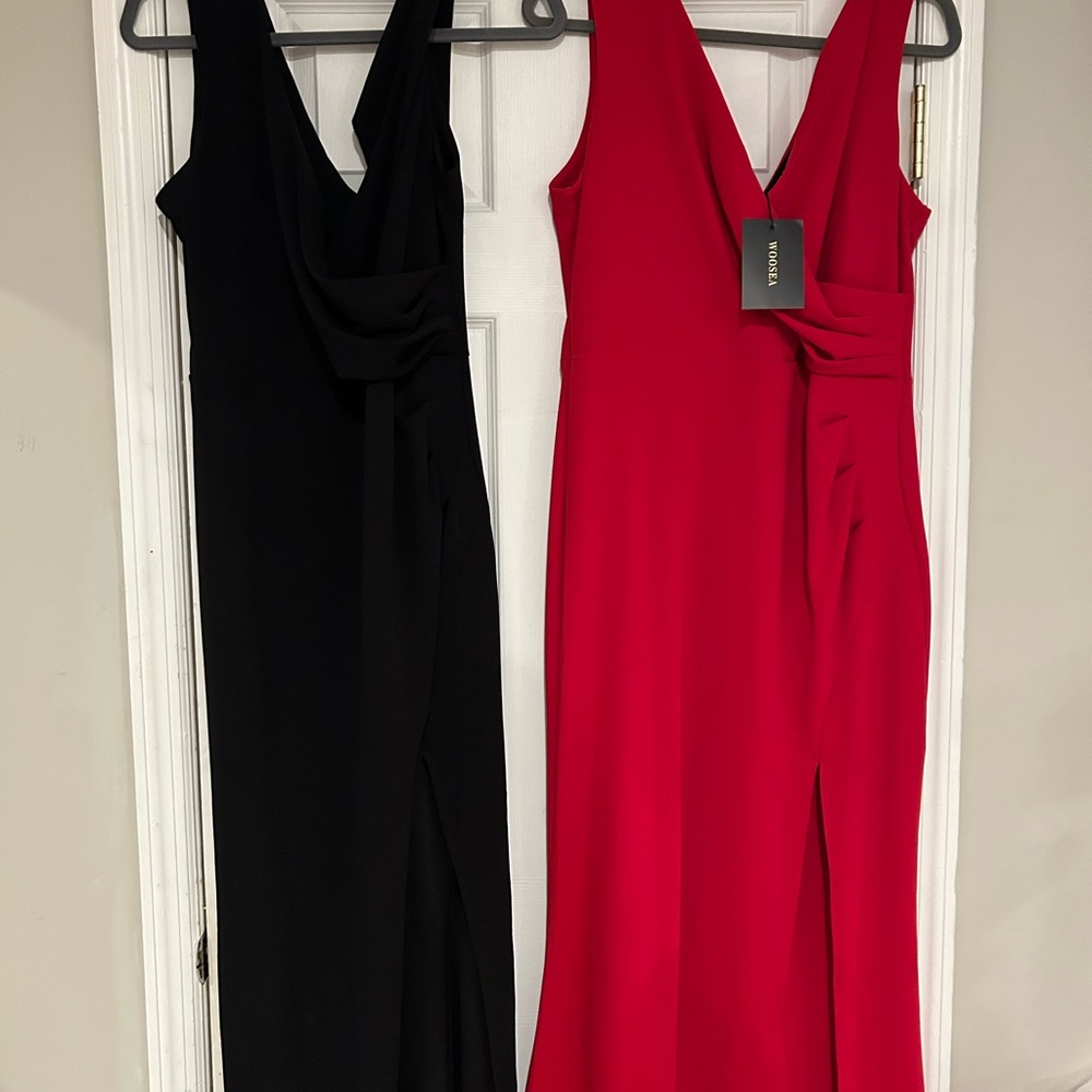 Aidan Mattox Black and Red Maxi Dresses